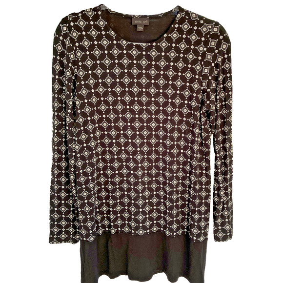 J. Jill Wearever Women's Small Long Sleeve Tunic Blouse Black White Office - Picture 1 of 11